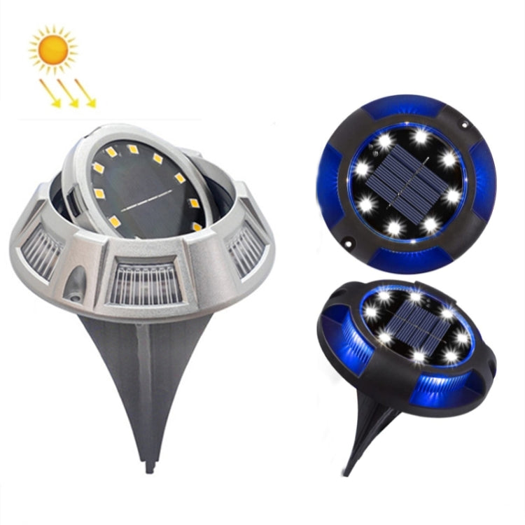 Outdoor Solar Underground Lamp Rotating Buried Lawn Lamp , Spec: 12 LEDs White+Blue Light (Aluminum Shell)