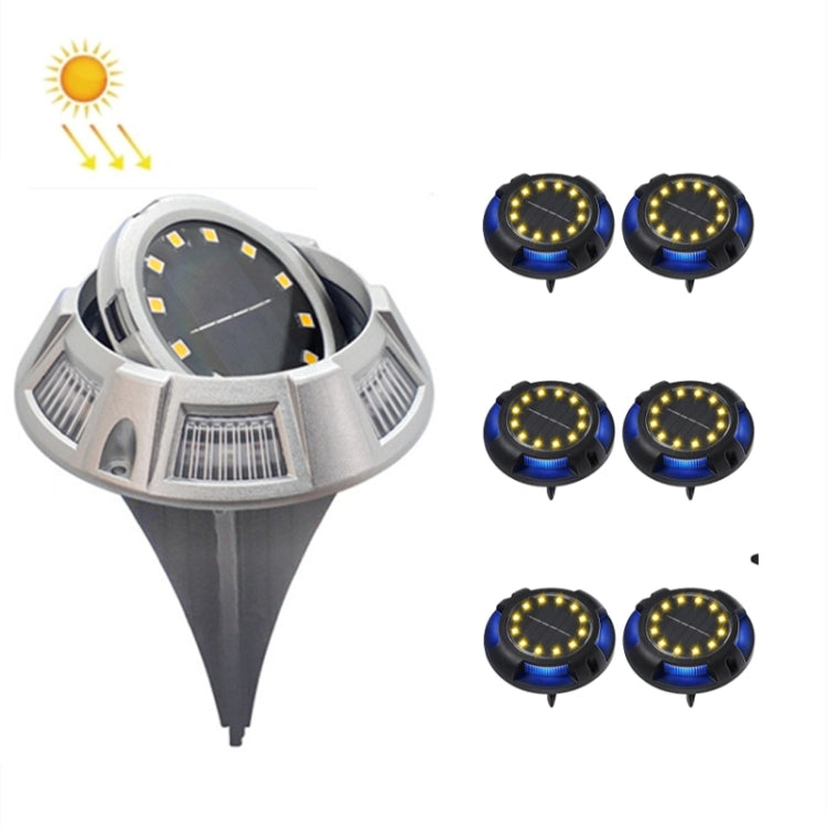 Outdoor Solar Underground Lamp Rotating Buried Lawn Lamp , Spec: 12 LEDs Warm+Blue Light (Aluminum Shell)