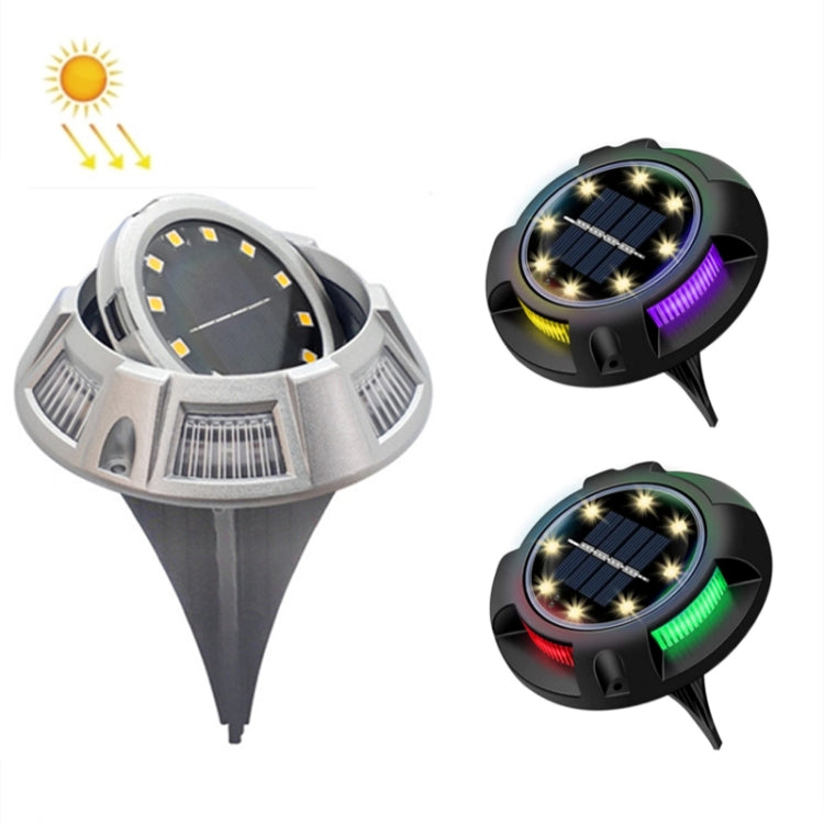 Outdoor Solar Underground Lamp Rotating Buried Lawn Lamp , Spec: 12 LEDs Warm+Color Light (Aluminum Shell)