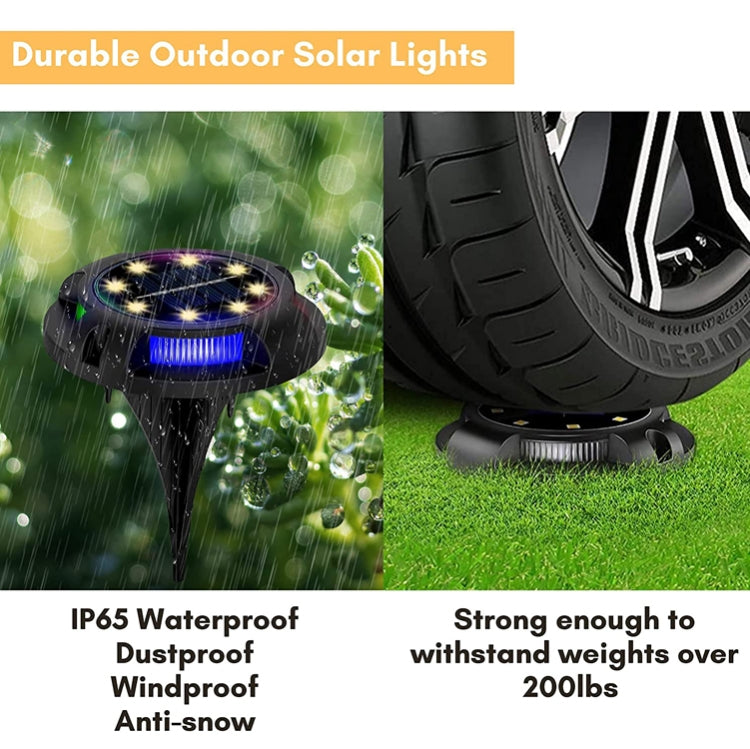 Outdoor Solar Underground Lamp Rotating Buried Lawn Lamp , Spec: 8 LEDs Warm+Blue Light (Plastic Shell)