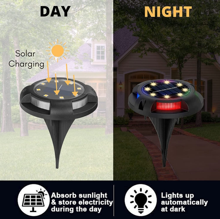 Outdoor Solar Underground Lamp Rotating Buried Lawn Lamp , Spec: 8 LEDs Warm+Blue Light (Plastic Shell)