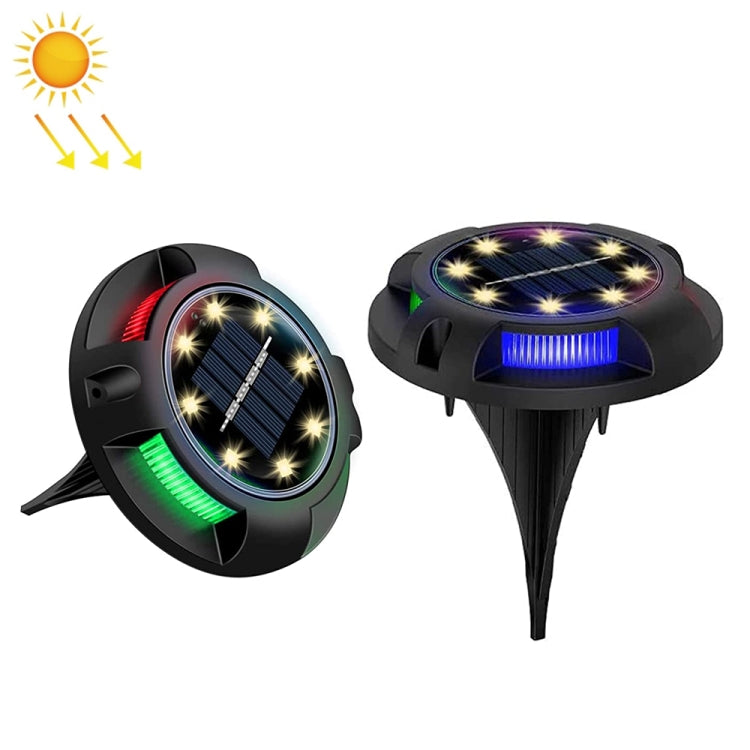 Outdoor Solar Underground Lamp Rotating Buried Lawn Lamp , Spec: 8 LEDs Warm+Color Light (Plastic Shell)