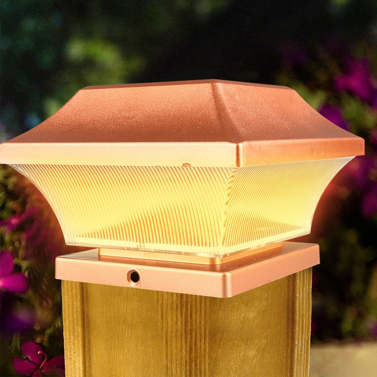 Outdoor Solar Column Headlights Wall Lights Decorative Lighting Waterproof Garden Lights(Golden)