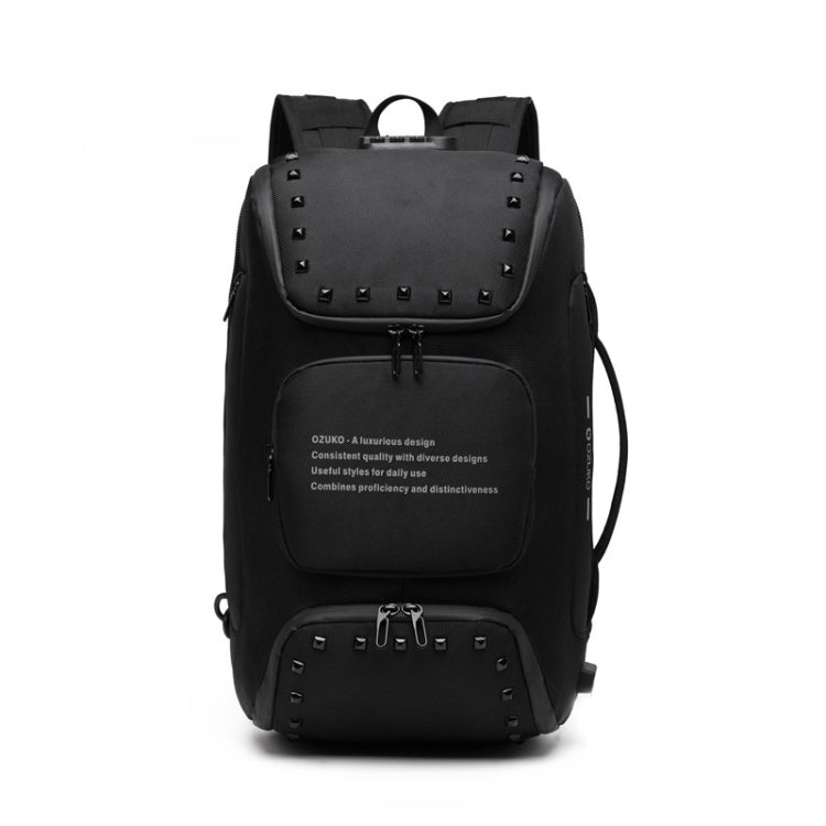 Ozuko 9248 Fashion Rivet Business Laptop Backpack Student Sports School Bag with External USB Port
