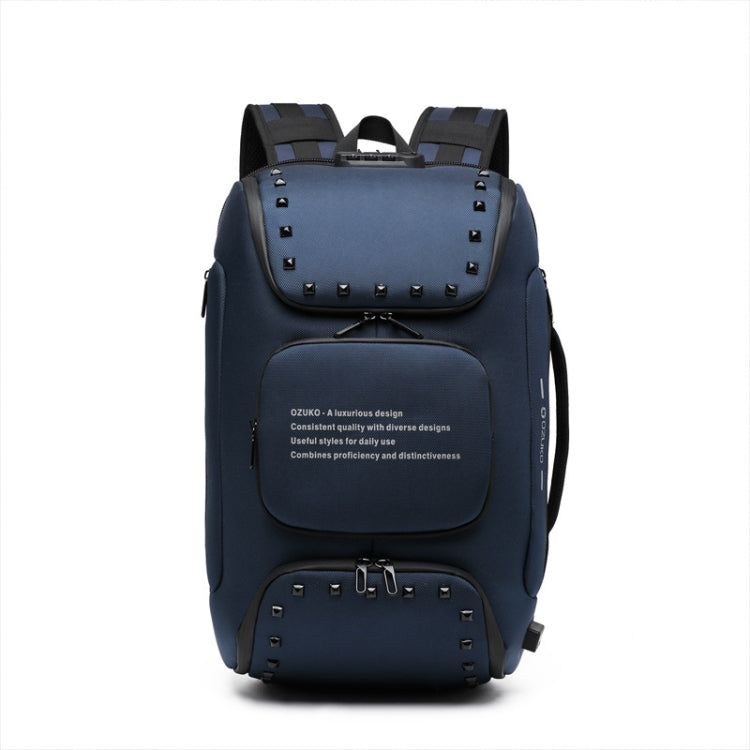 Ozuko 9248 Fashion Rivet Business Laptop Backpack Student Sports School Bag with External USB Port