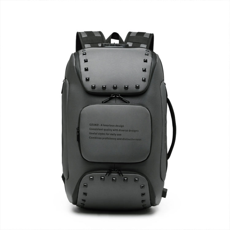 Ozuko 9248 Fashion Rivet Business Laptop Backpack Student Sports School Bag with External USB Port