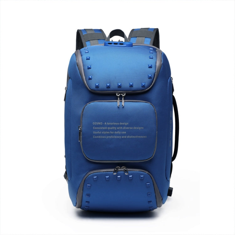 Ozuko 9248 Fashion Rivet Business Laptop Backpack Student Sports School Bag with External USB Port