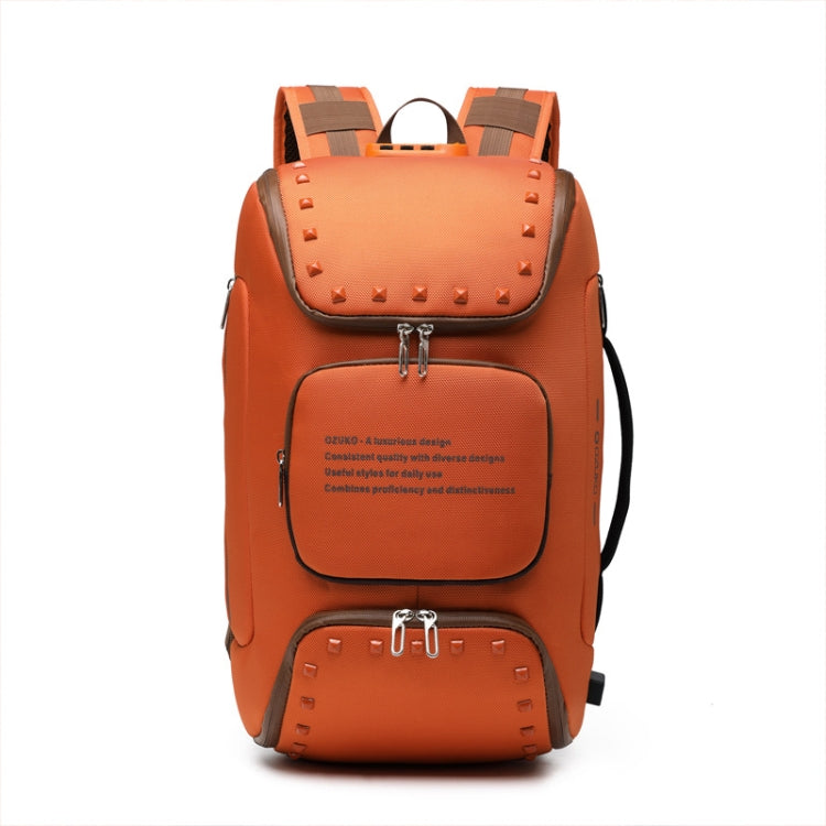 Ozuko 9248 Fashion Rivet Business Laptop Backpack Student Sports School Bag with External USB Port