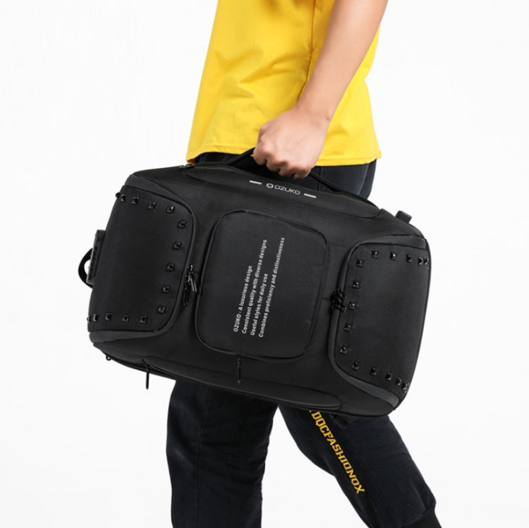 Ozuko 9248 Fashion Rivet Business Laptop Backpack Student Sports School Bag with External USB Port