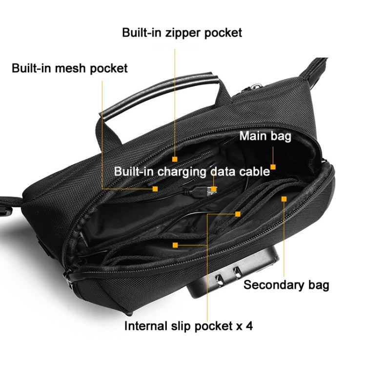 Ozuko 9257 Men Outdoor Sports Waist Bag Anti-Theft Shoulder Messenger Bag