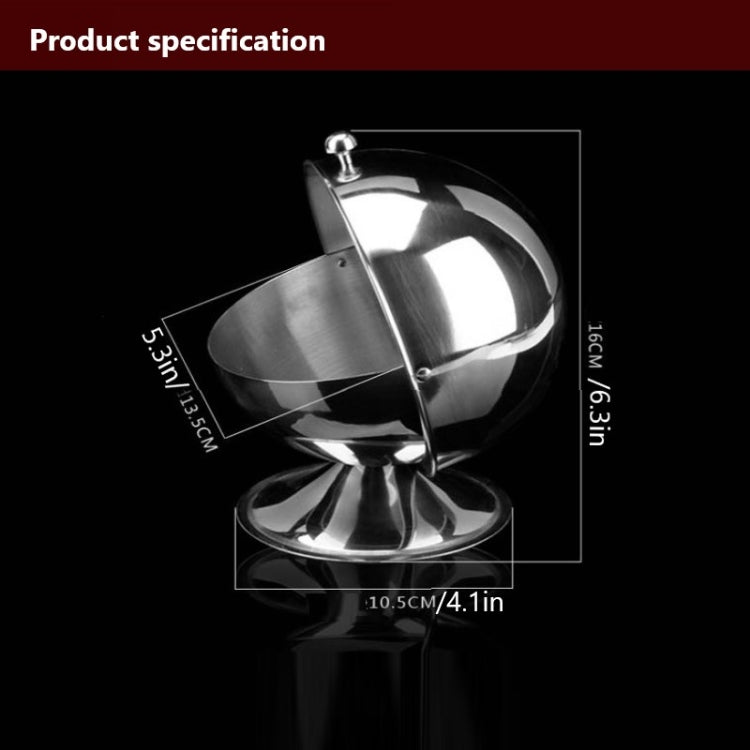 Stainless Steel Kitchen Spherical Sugar Cup Reversible Seasoning Jar Solid Seasoning Box, Specification: D13.5 x H16cm