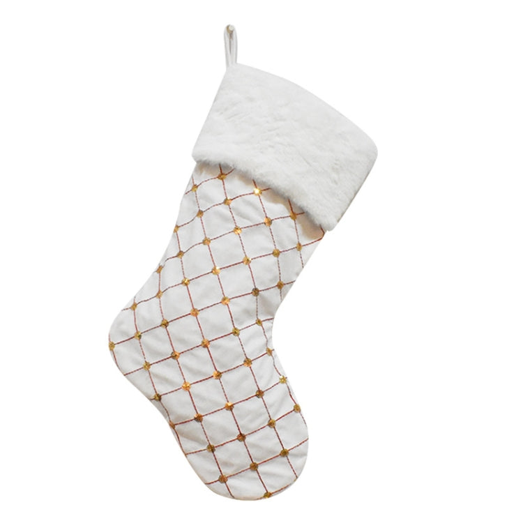 GM89719 Checkered Sequin Christmas Socks Holiday Gift Candy Bag