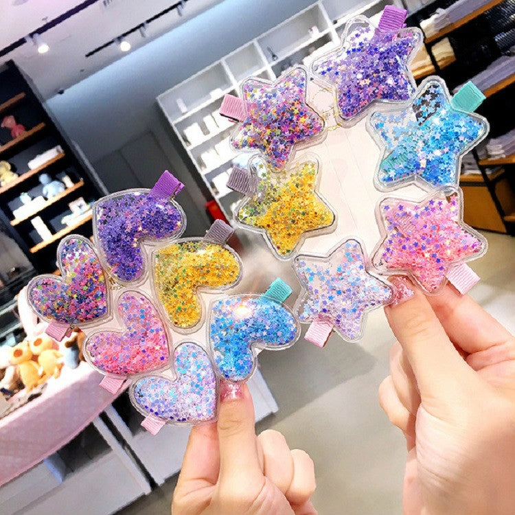 Fantasy Color Transparent Quicksand Star Hairpin Transparent Love Headdress Colorful BB Clip