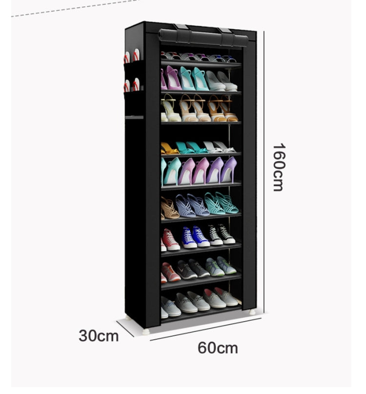 Non-woven Fabrics Large Shoe Rack Organizer Removable Shoes Storage Cabinet Furniture for Home, Row:Single Row