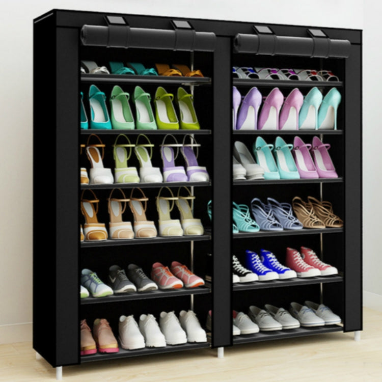 Non-woven Fabrics Large Shoe Rack Organizer Removable Shoes Storage Cabinet Furniture for Home, Row:Double Row