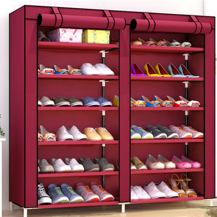 Non-woven Fabrics Large Shoe Rack Organizer Removable Shoes Storage Cabinet Furniture for Home, Row:Double Row