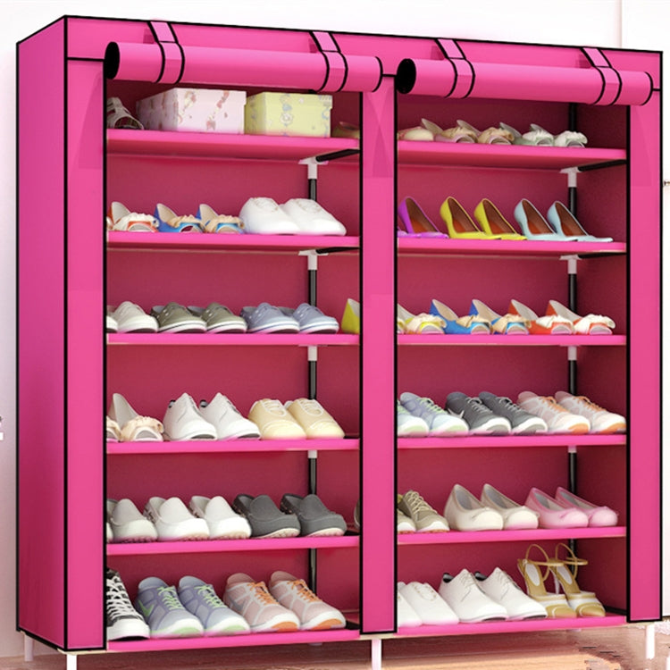 Non-woven Fabrics Large Shoe Rack Organizer Removable Shoes Storage Cabinet Furniture for Home, Row:Double Row