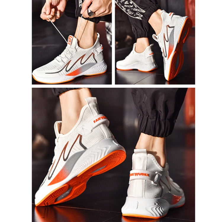 TL-601 Flying Weaving Couple Shoes Man Low-top Breathable Shoes, Size: 44(Black Red)
