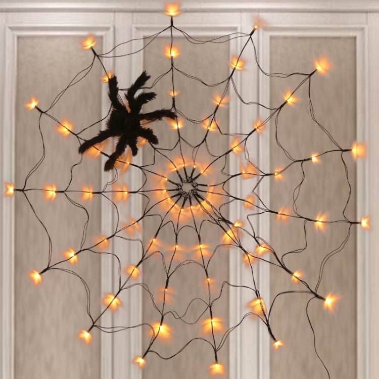 LED Spider Web Lamp with Remote Control Halloween Atmosphere Decoration Props, Power: USB-in