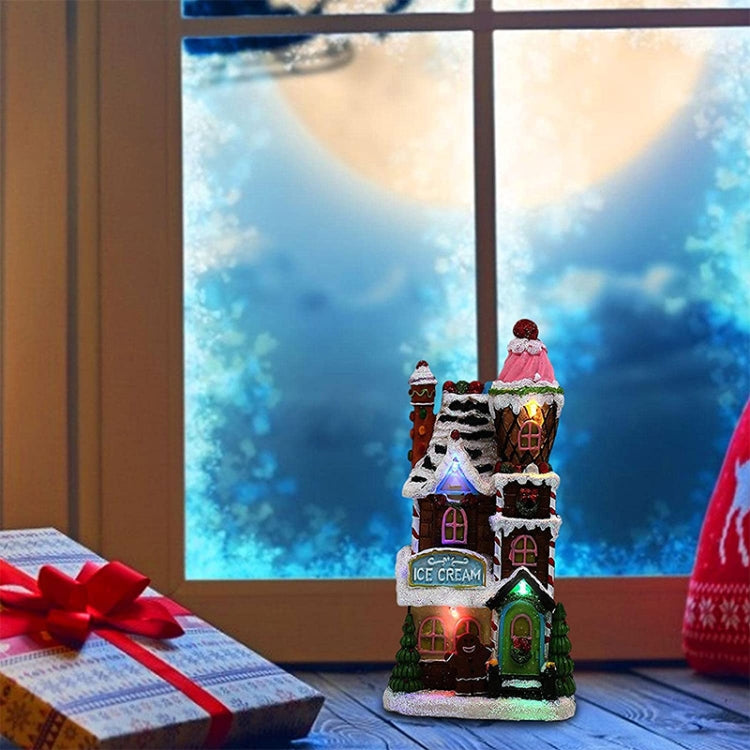 Resin Luminous Hut Christmas Decoration Ornaments