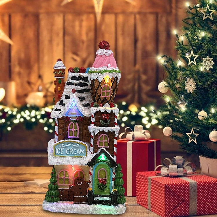 Resin Luminous Hut Christmas Decoration Ornaments