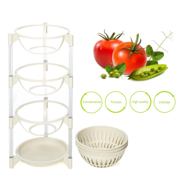 Kitchen Living Room Plastic Hollow Splittable Round Fruit and Vegetable Storage Basket Multi-layer Rack