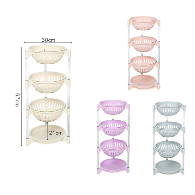 Kitchen Living Room Plastic Hollow Splittable Round Fruit and Vegetable Storage Basket Multi-layer Rack