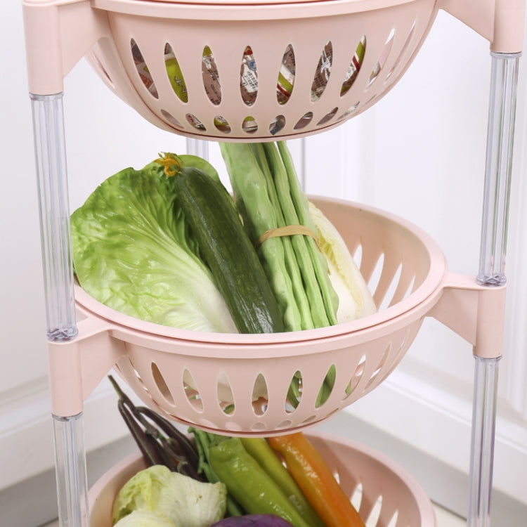 Kitchen Living Room Plastic Hollow Splittable Round Fruit and Vegetable Storage Basket Multi-layer Rack