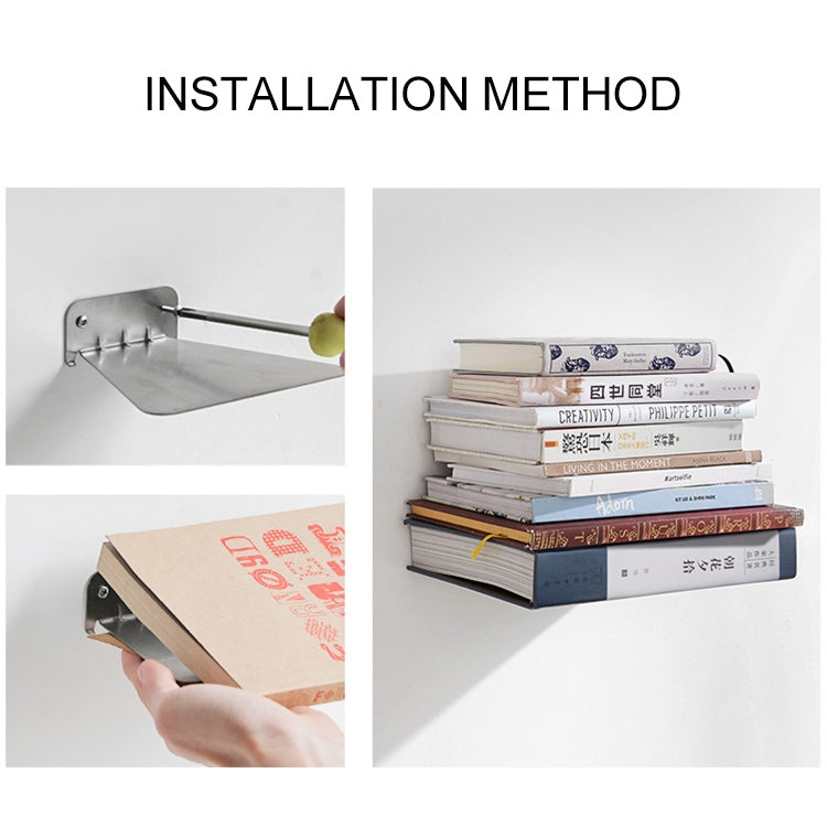2 PCS Stainless Metal Wall Invisible Book Shelf Home Decoration Floating Bookshelf