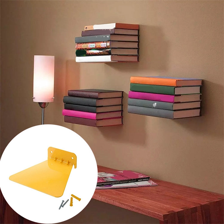 2 PCS Stainless Metal Wall Invisible Book Shelf Home Decoration Floating Bookshelf