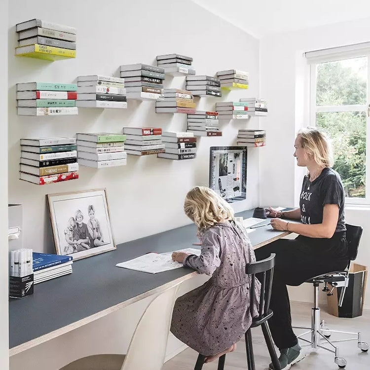 2 PCS Stainless Metal Wall Invisible Book Shelf Home Decoration Floating Bookshelf