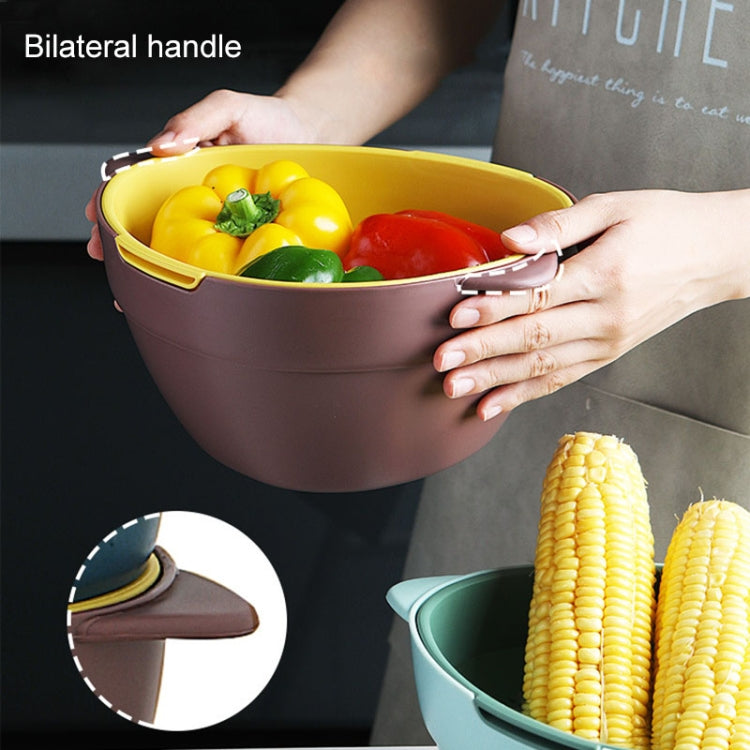 2 PCS Household Double-layer Solid Color Kitchen Fruit and Vegetable Basket Storage Box Drain Basket