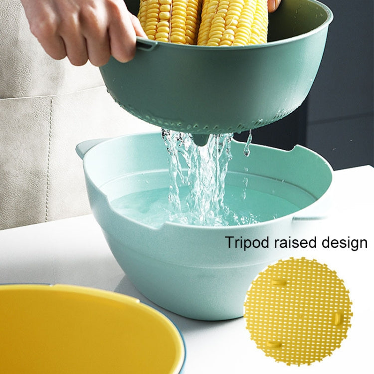 2 PCS Household Double-layer Solid Color Kitchen Fruit and Vegetable Basket Storage Box Drain Basket