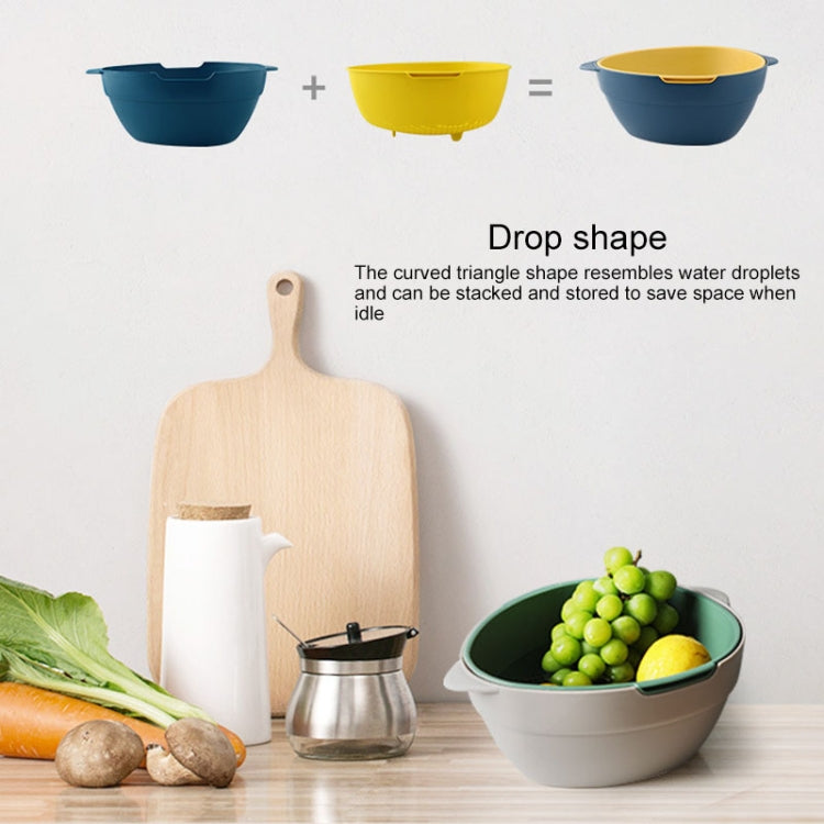 2 PCS Household Double-layer Solid Color Kitchen Fruit and Vegetable Basket Storage Box Drain Basket