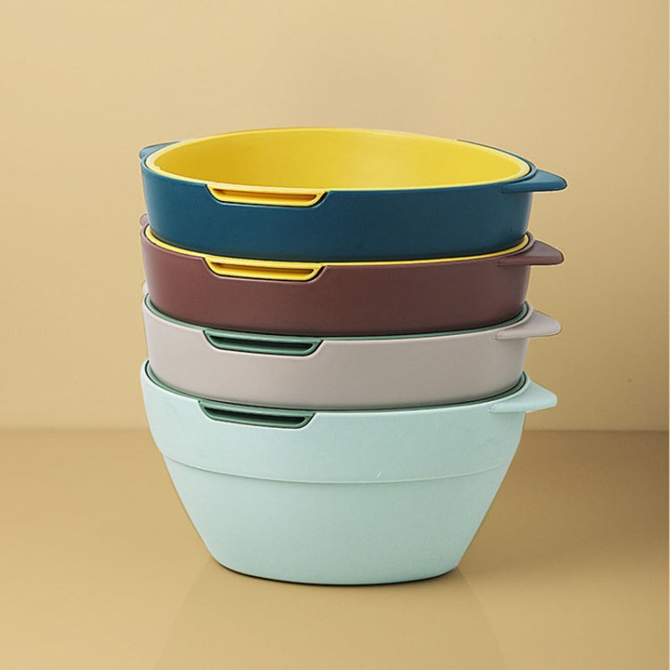 2 PCS Household Double-layer Solid Color Kitchen Fruit and Vegetable Basket Storage Box Drain Basket
