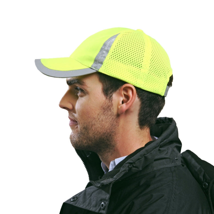 Reflective Safety Baseball Cap Breathable Construction Site Outdoor Construction Mesh Cap, Colour: Fluorescent Orange