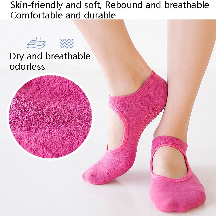 2 Pairs Combed Cotton Yoga Socks Towel Bottom Reveal Round Head Dance Fitness Sports Flooring Socks, Size: One Size