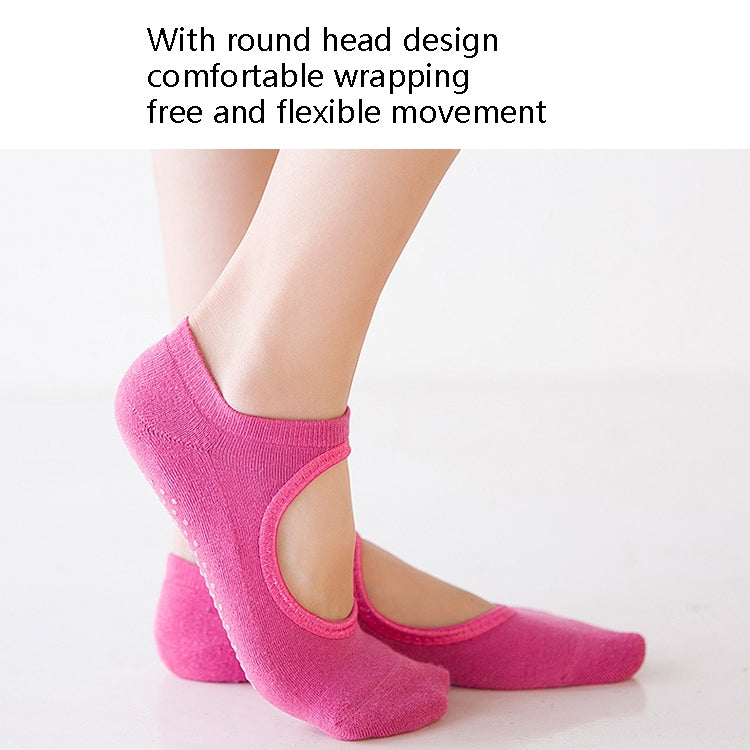 2 Pairs Combed Cotton Yoga Socks Towel Bottom Reveal Round Head Dance Fitness Sports Flooring Socks, Size: One Size
