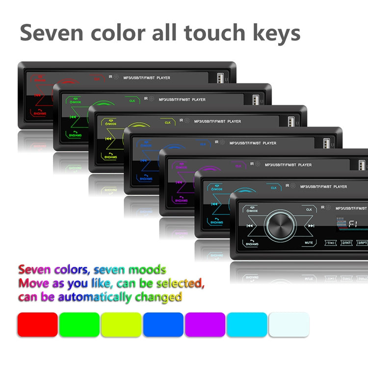 A2818 Car Bluetooth Speakerphone Car MP3 Player Function Touch Double U Disk Colorful Lights Radio, Specification: Standard+32G Memory Card