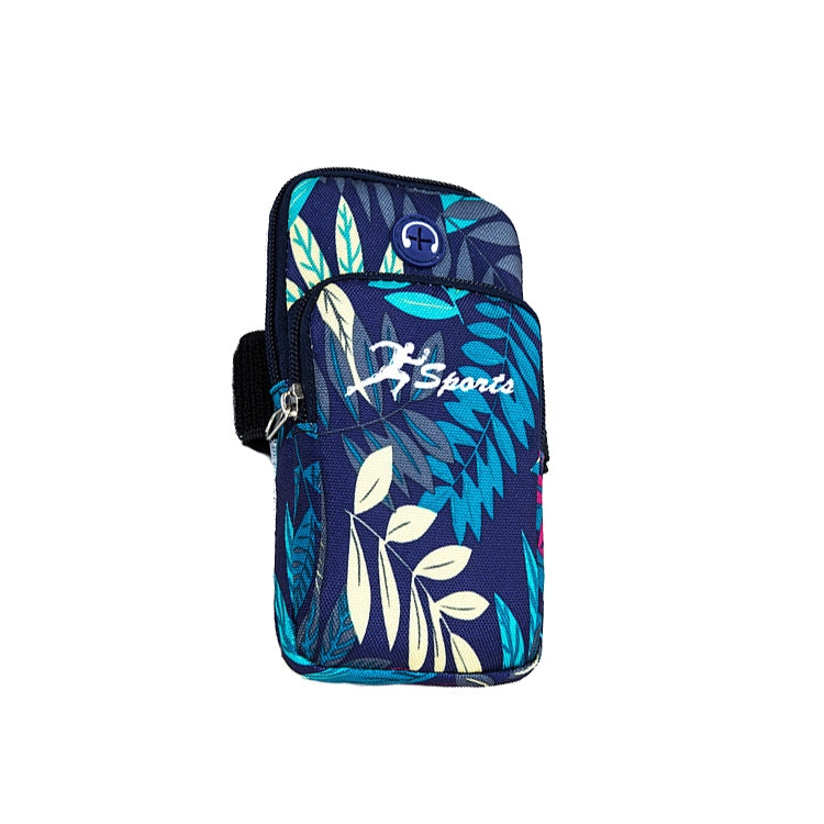 2 PCS B026 Running Mobile Phone Arm Bag Sports Yoga Mobile Phone Bag, Specificationï¼š Small (Leaves Blue)