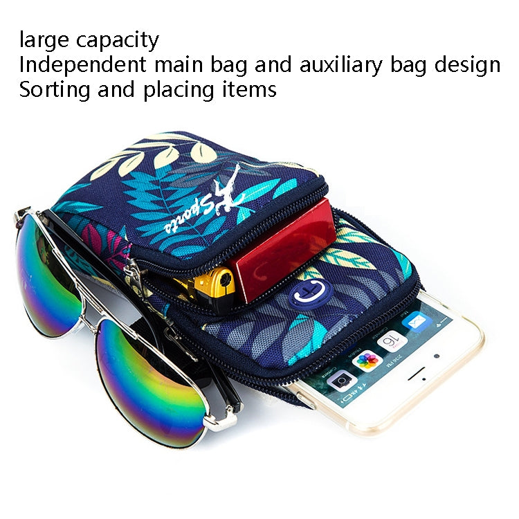 2 PCS B026 Running Mobile Phone Arm Bag Sports Yoga Mobile Phone Bag, Specificationï¼š Small (Leaves Blue)