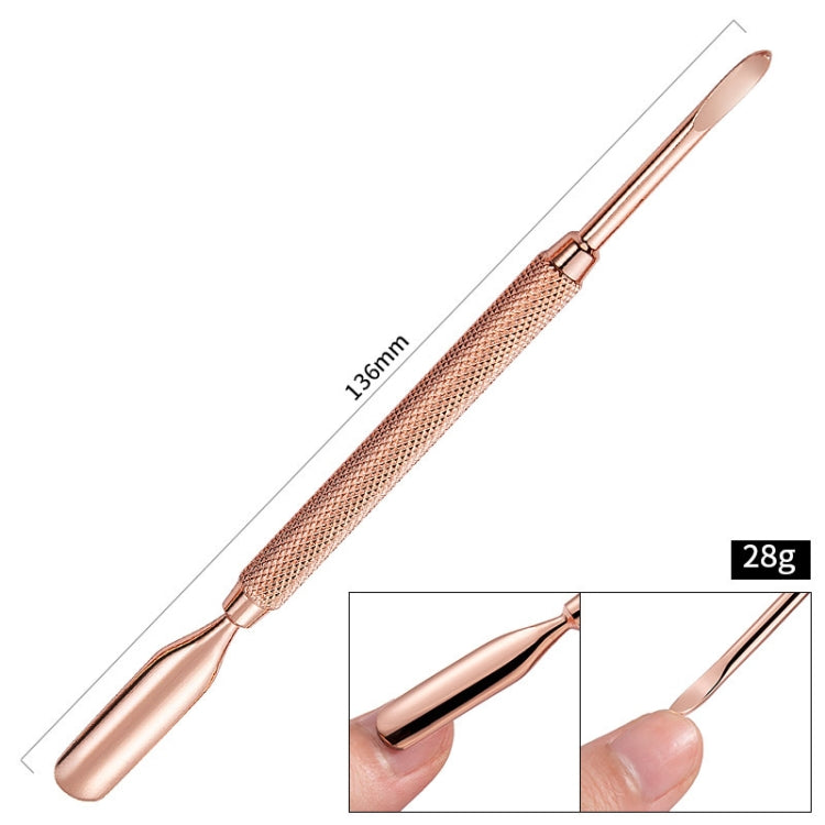 3 PCS Stainless Steel Rose Gold Double-Headed Steel Push Dead Skin Scissors Nail Set,Style: 03  Big Head