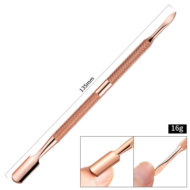 3 PCS Stainless Steel Rose Gold Double-Headed Steel Push Dead Skin Scissors Nail Set,Style: 05  Small Head