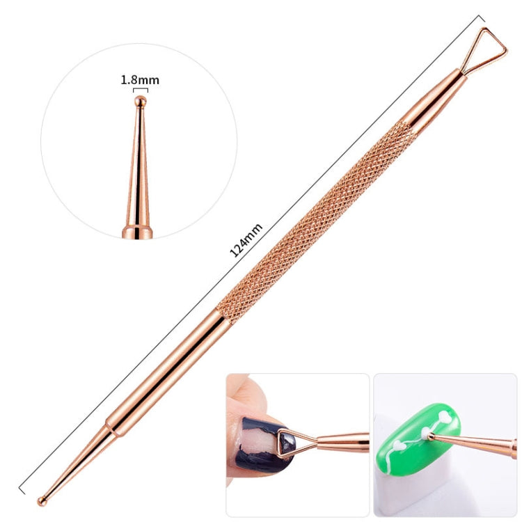 3 PCS Stainless Steel Rose Gold Double-Headed Steel Push Dead Skin Scissors Nail Set,Style: Dot Flower Needle