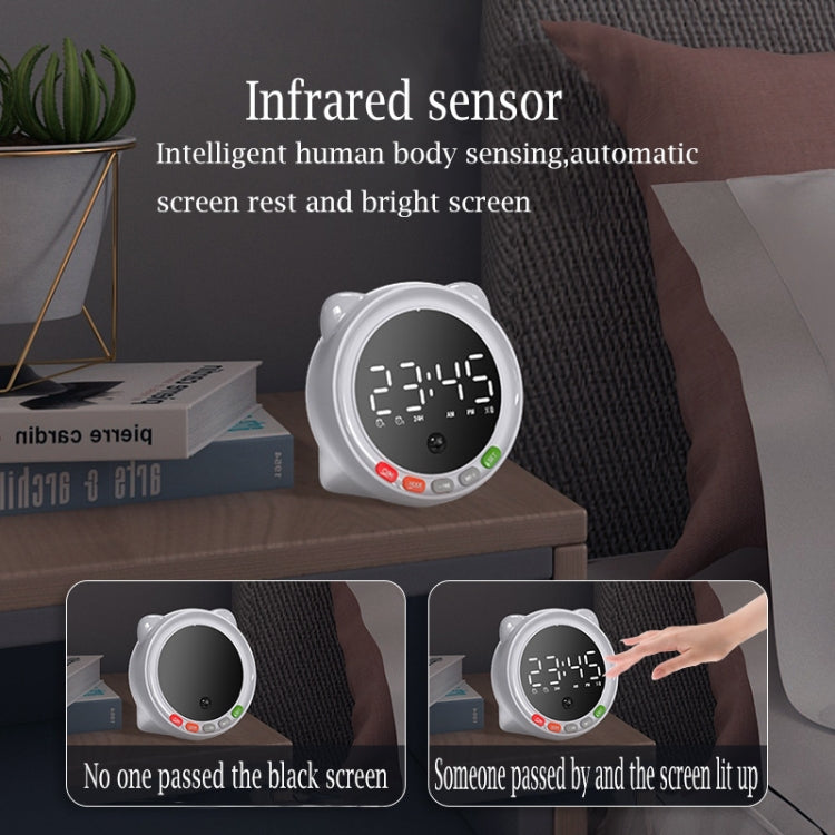 FF-G60Q Cute Bluetooth Speaker Alarm Clock Support FM / TF Card Wireless Mini Clock