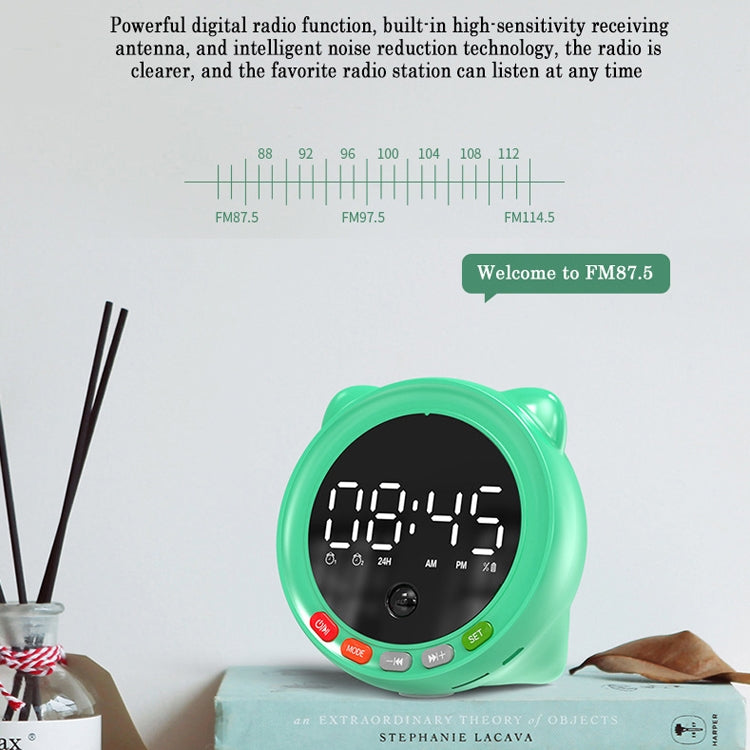 FF-G60Q Cute Bluetooth Speaker Alarm Clock Support FM / TF Card Wireless Mini Clock