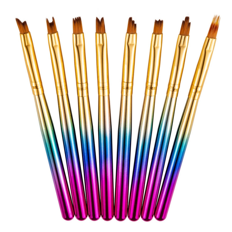 8  In 1 Nail Art Flower Pen Painted Pen Rainbow Gradient French Phototherapy Nail Pen(Flower Petal Pen)