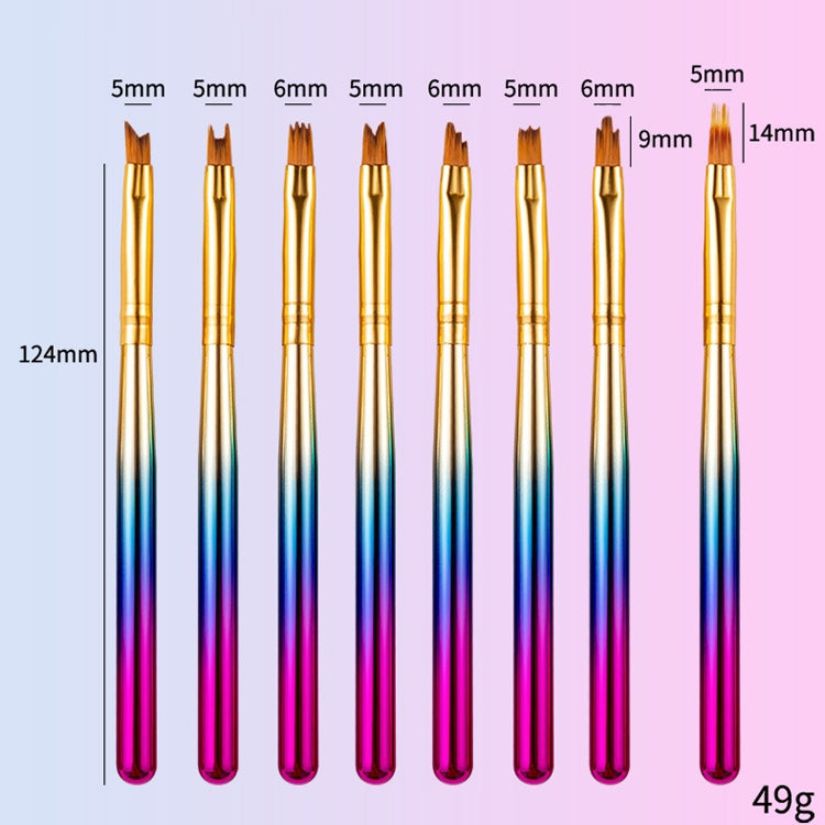 8  In 1 Nail Art Flower Pen Painted Pen Rainbow Gradient French Phototherapy Nail Pen(Flower Petal Pen)