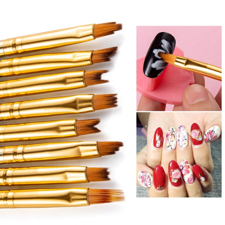 8  In 1 Nail Art Flower Pen Painted Pen Rainbow Gradient French Phototherapy Nail Pen(Flower Petal Pen)