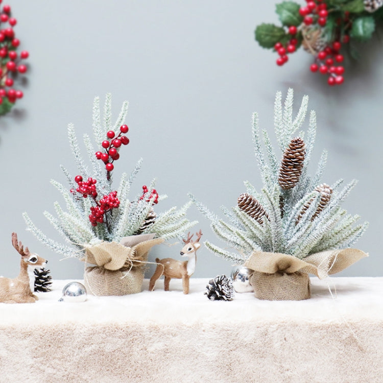 SYAF19 33cm Christmas Decorations Snow PE Mini Christmas Tree Plant